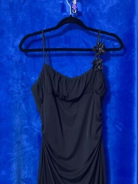 Black maxi dress with flower detail